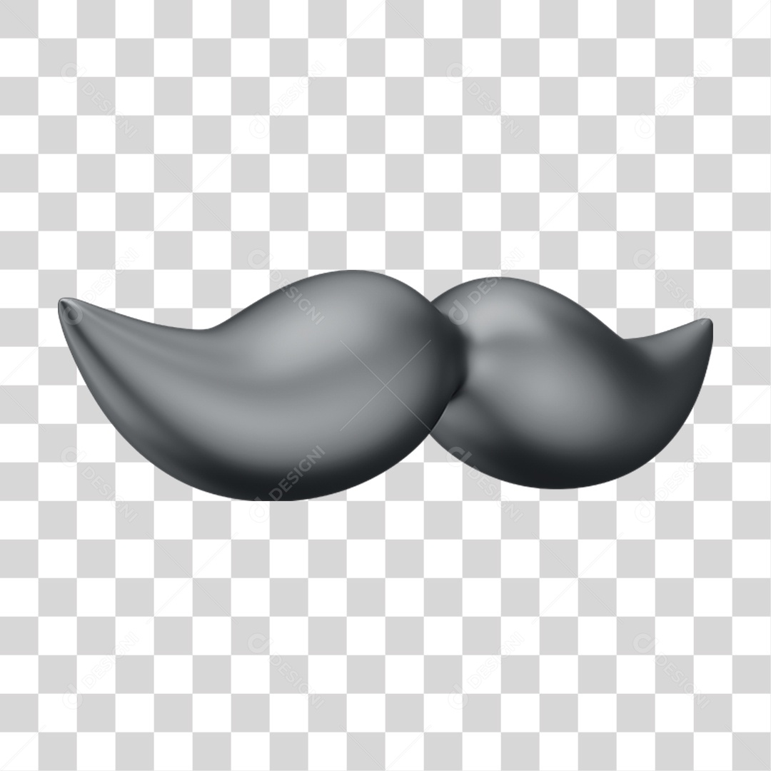 Objeto 3D Bigode para Composição PNG Transparente