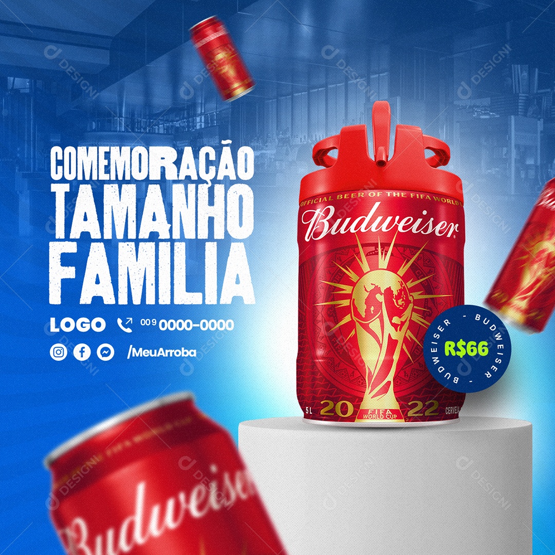 Cervejaria Dia Dia Dos Pais Comemoração Tamanho Família Budweiser Social Media PSD Editável