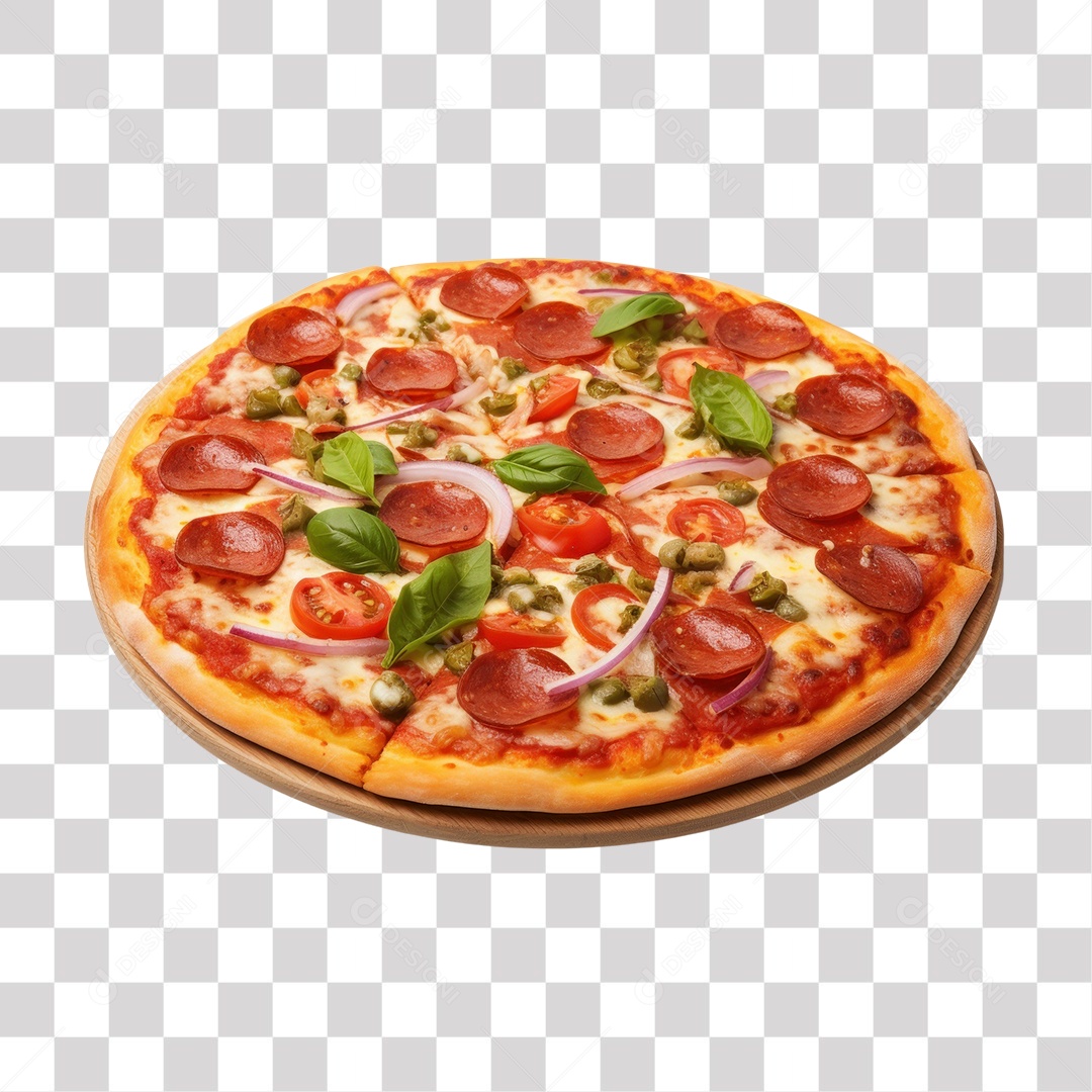 Pizza de Calabresa Fundo PNG Transparente