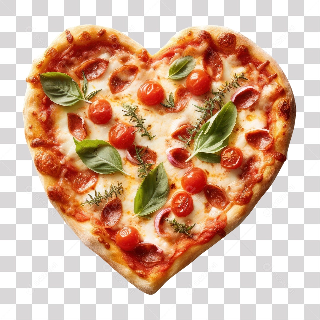 Pizza com Forma de Coração Fundo PNG Transparente