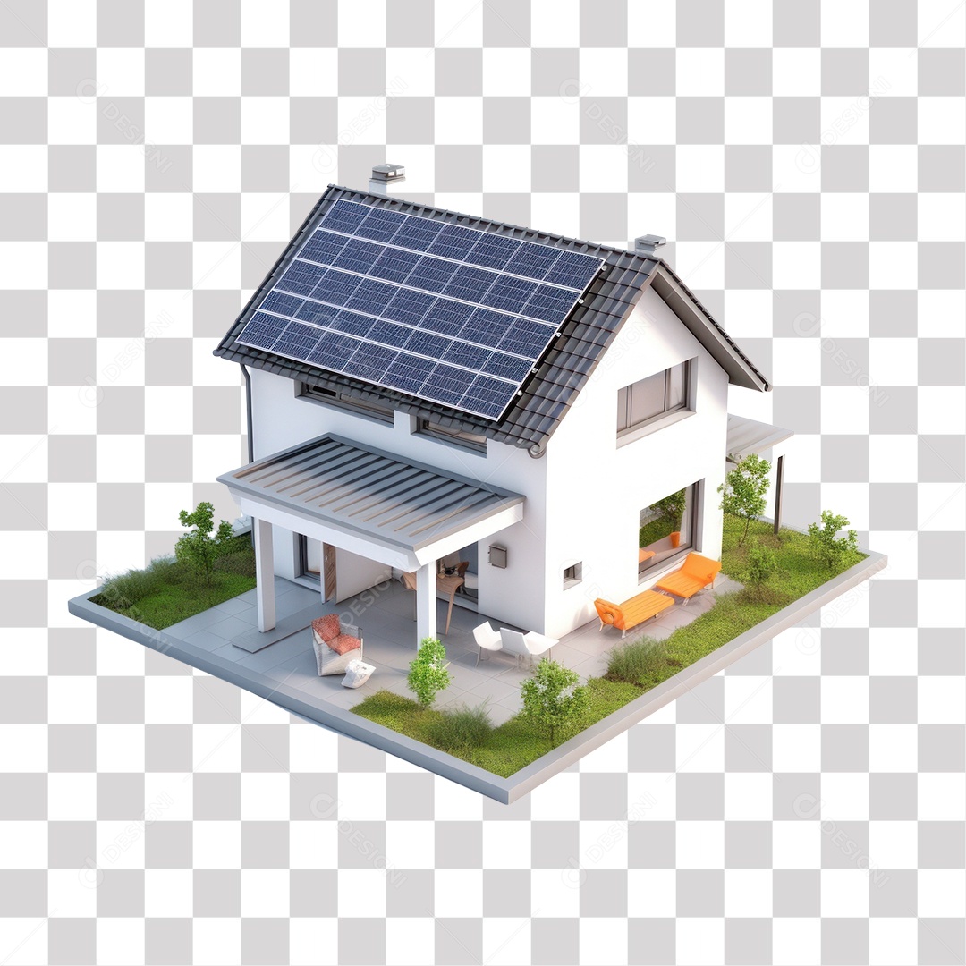 Casa Com Placas Solares Fundo PNG Transparente