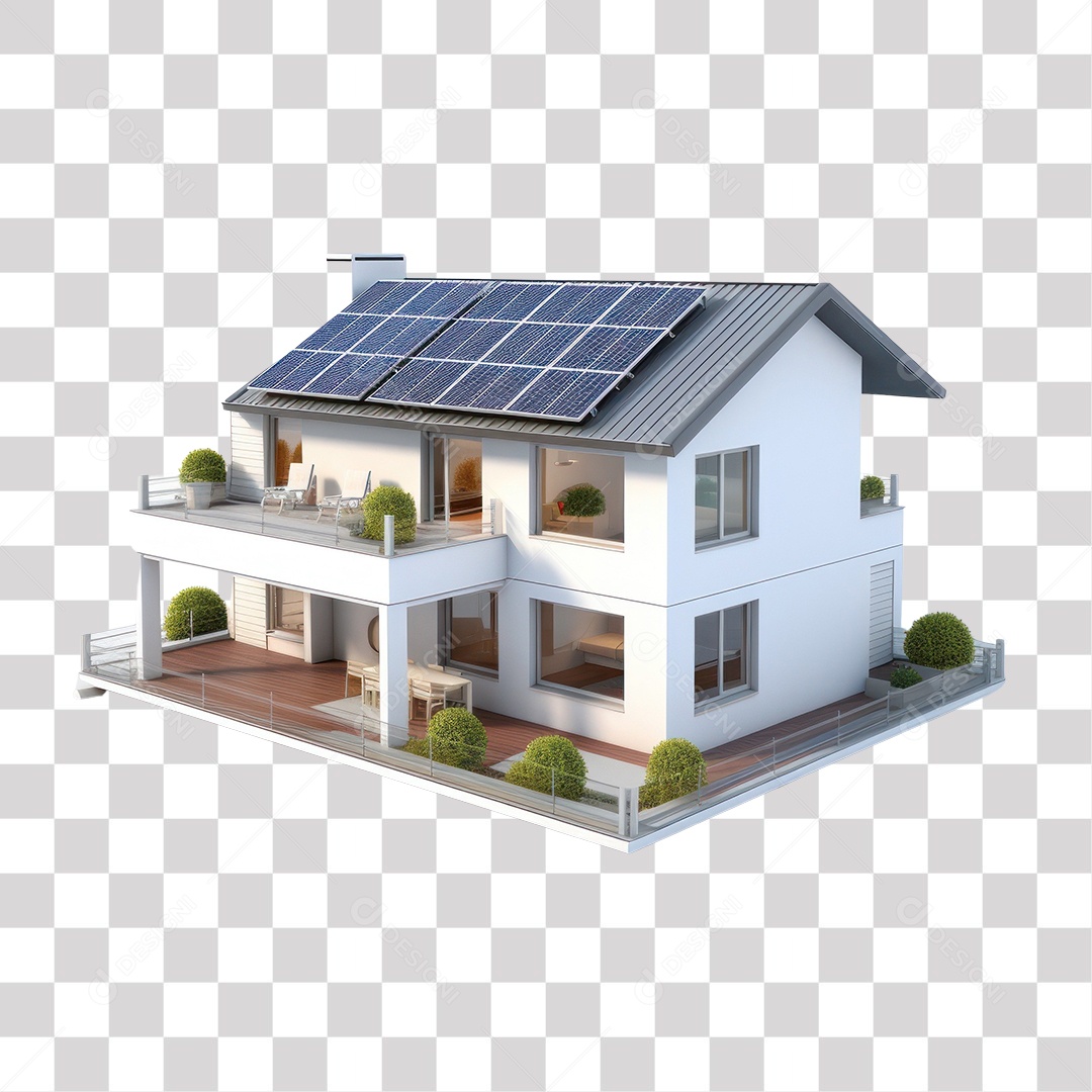 Casa Com Placas Solares Fundo PNG Transparente