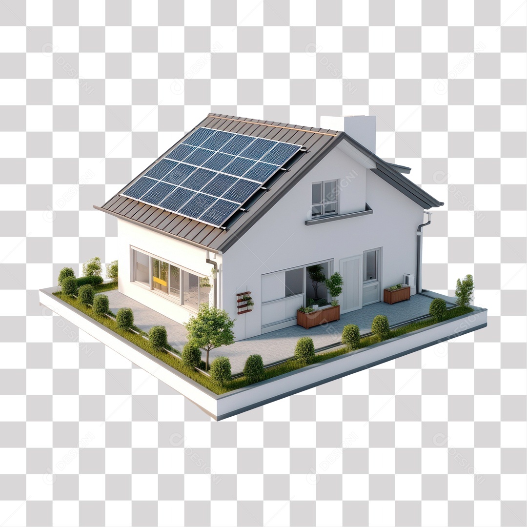 Casa Com Placas Solares Fundo PNG Transparente