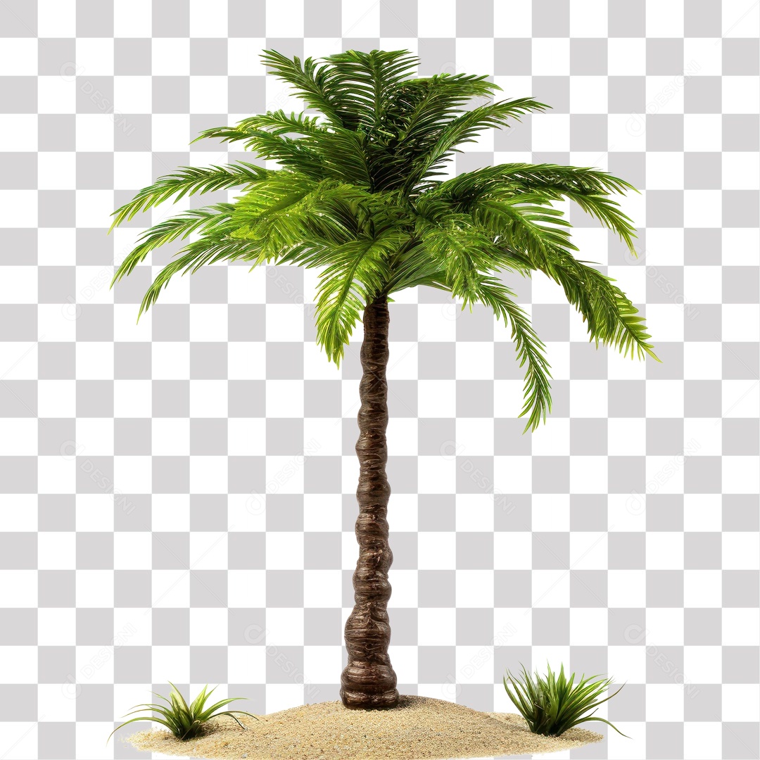 Pé de Coqueiro na Areia Fundo PNG Transparente