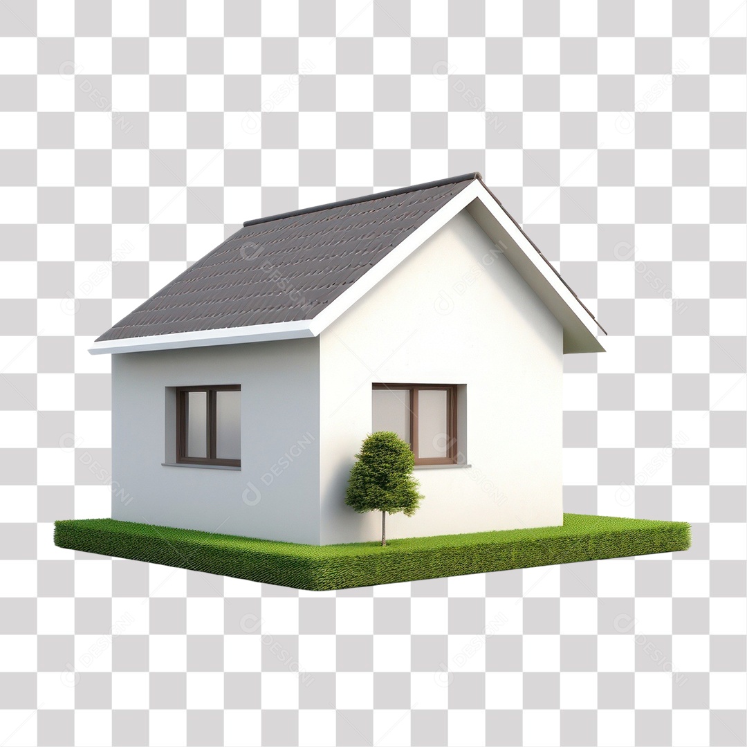 Casa com Grama ao Redor Fundo PNG Transparente