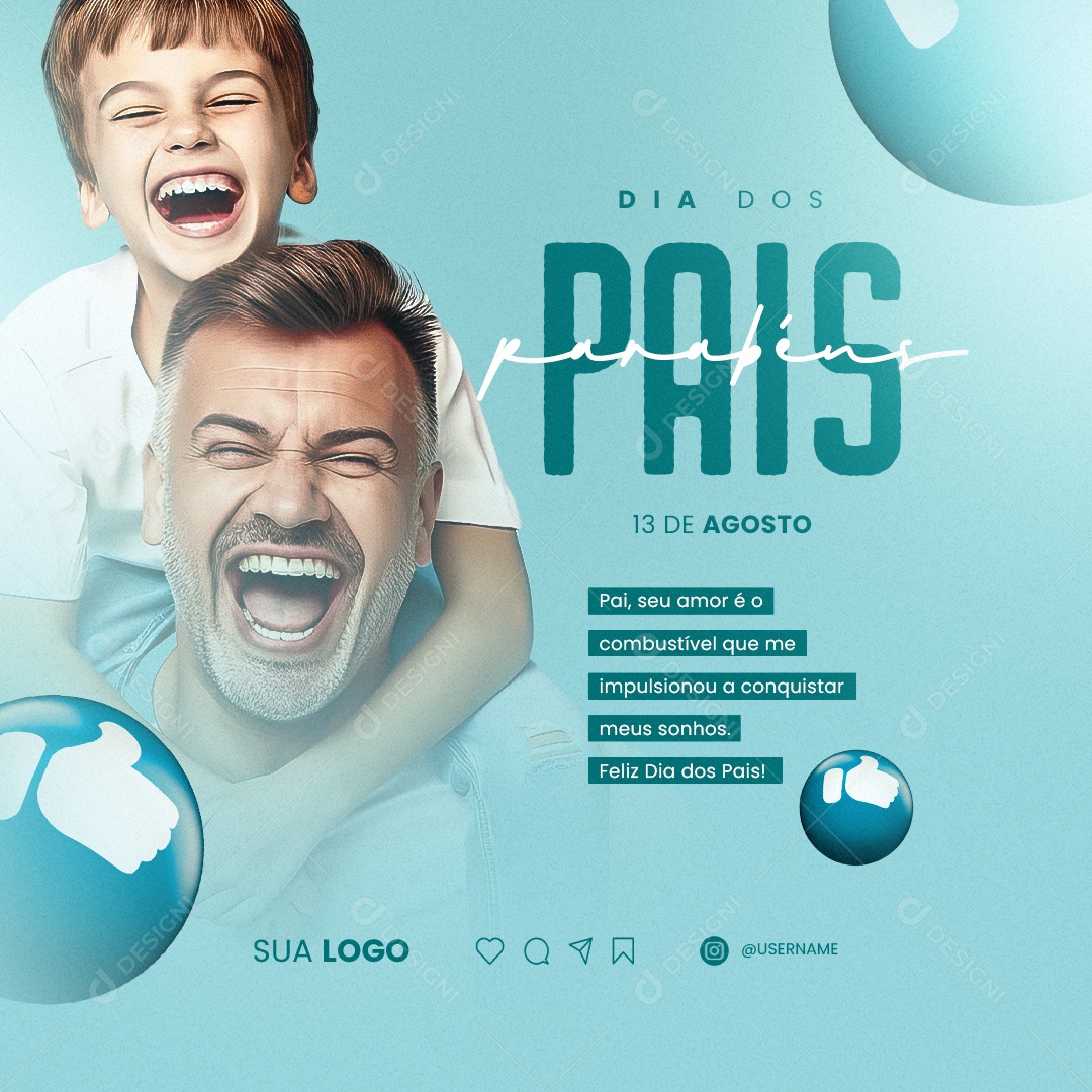 Dia Dos Pais Seu Amor é o Combustível Social Media PSD Editável