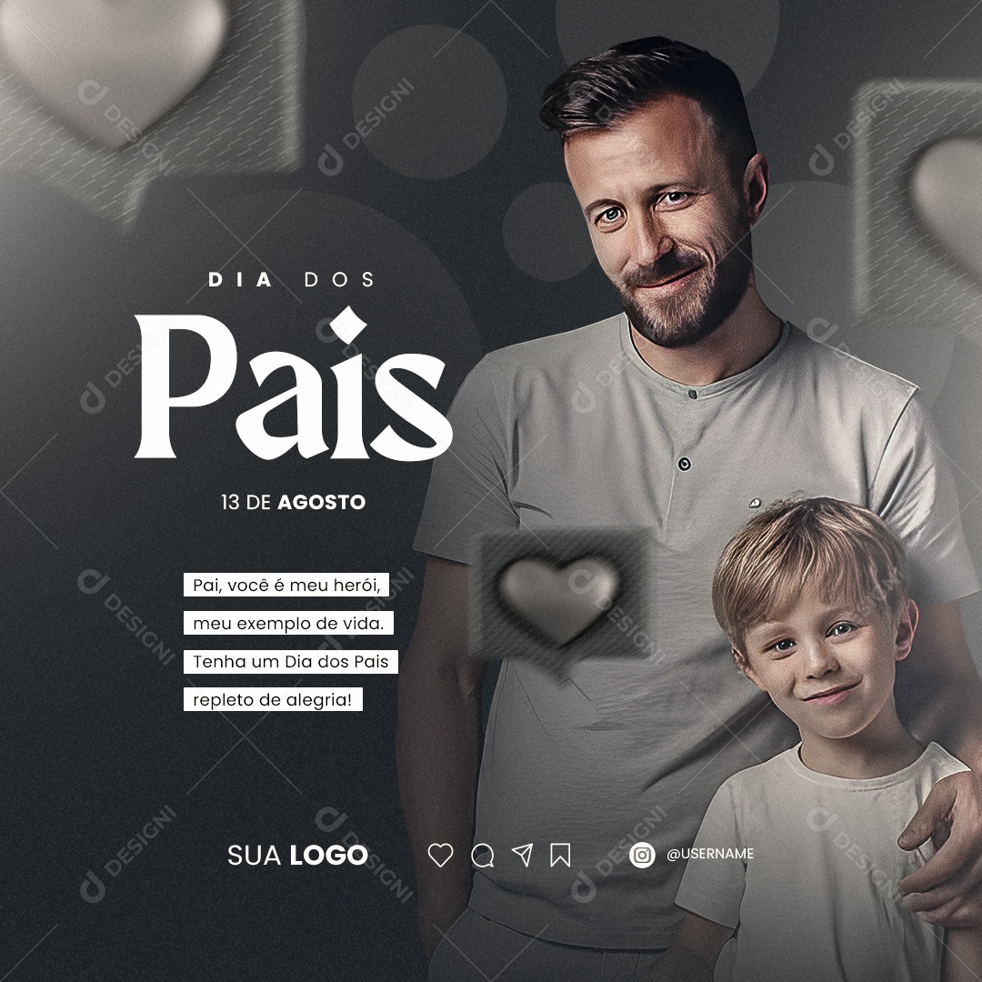 Dia Dos Pais Você é Meu Herói Social Media PSD Editável