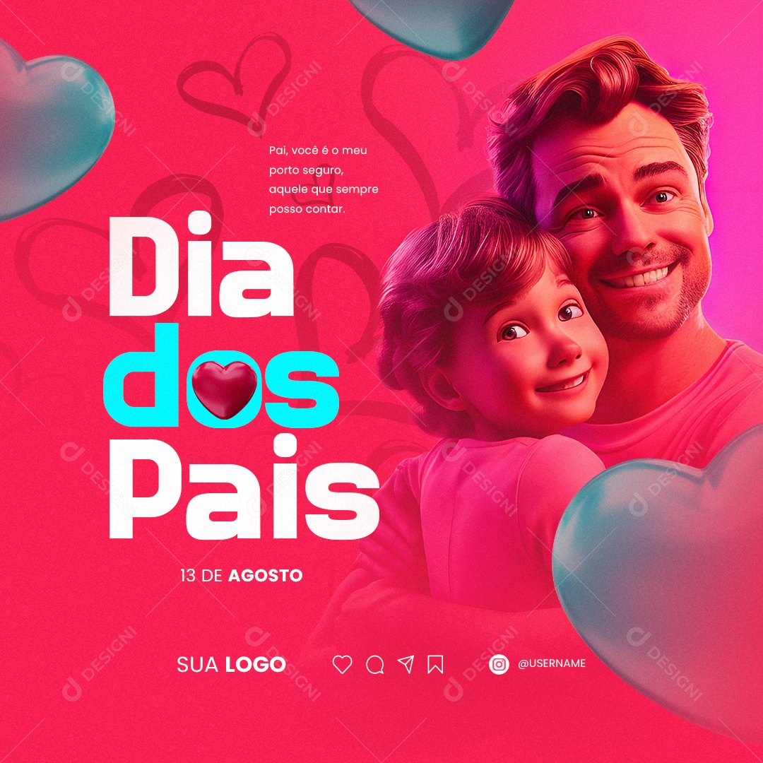 Dia Dos Pais Você é o Meu Porto Seguro Social Media PSD Editável