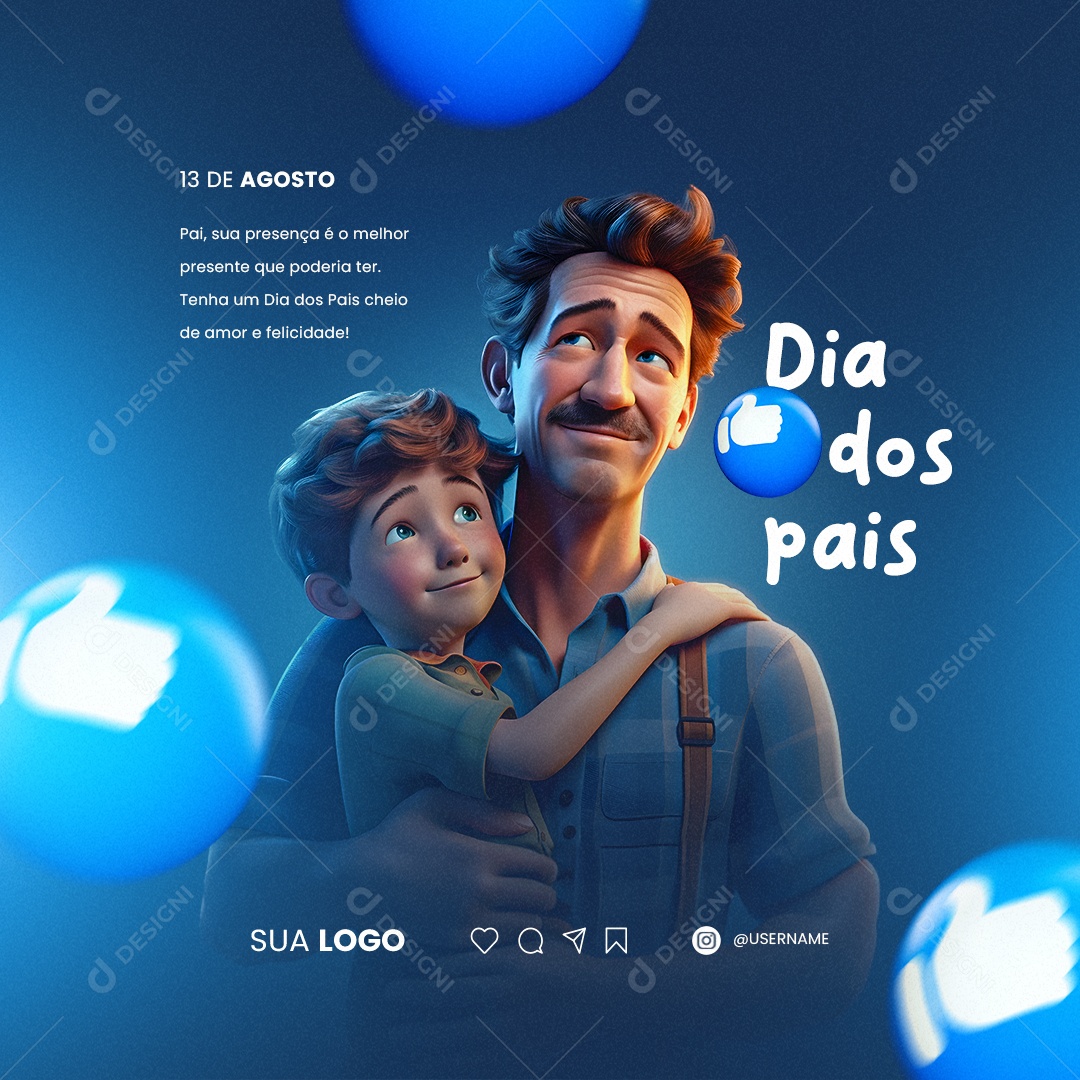 Dia Dos Pais Sua Presença é o Melhor Presente Social Media PSD Editável