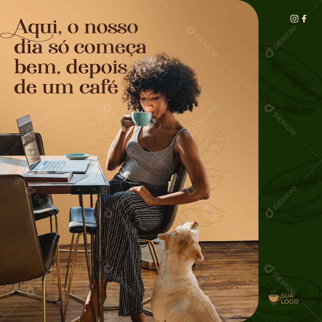 Social Media Feed Só Começa Bem Depois De Um Café PSD Editável