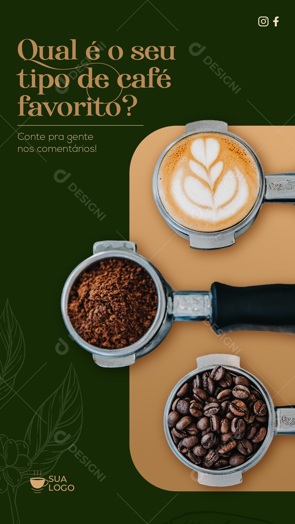 Story Seu Tipo De Café Favorito Social Media PSD Editável