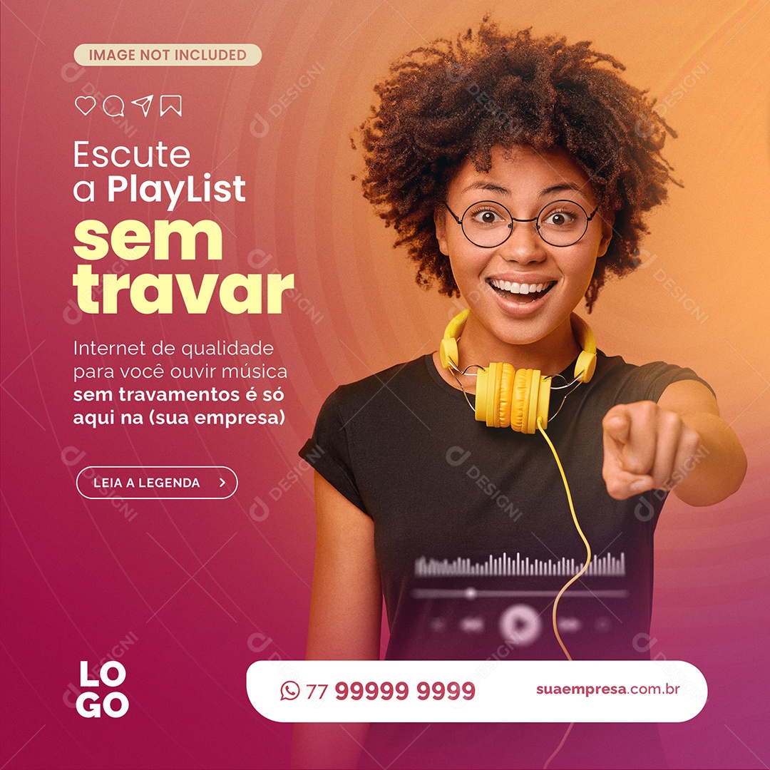 Escute a PlayList Sem Travar Social Media PSD