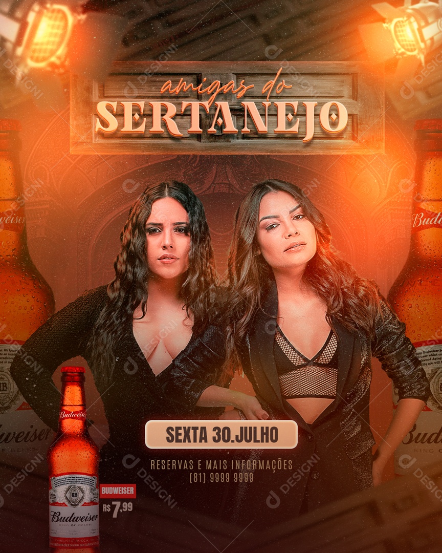 Flyer Amigas Do Sertanejo Social Media PSD Editável