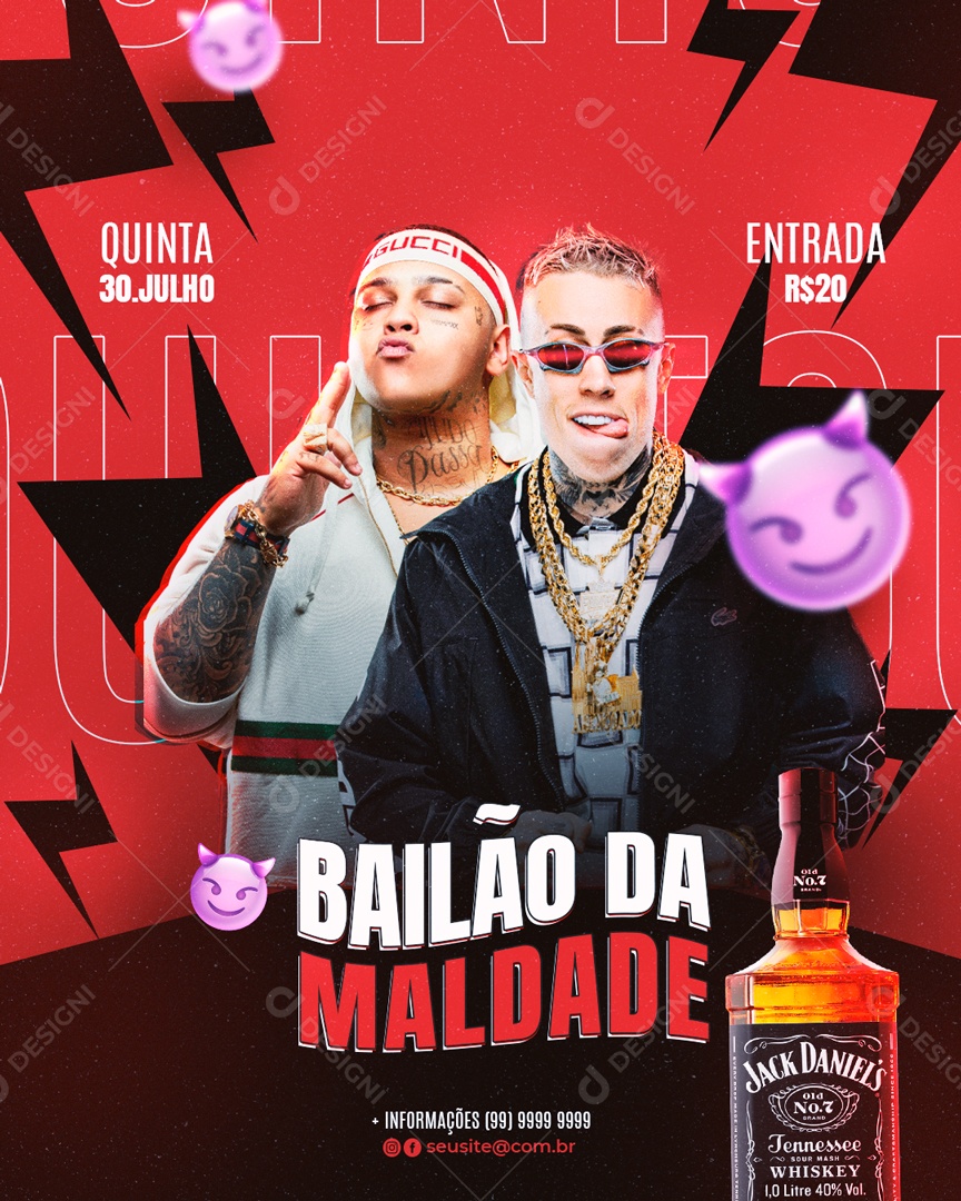 Social Media Flyer Bailão Da Maldade PSD Editável