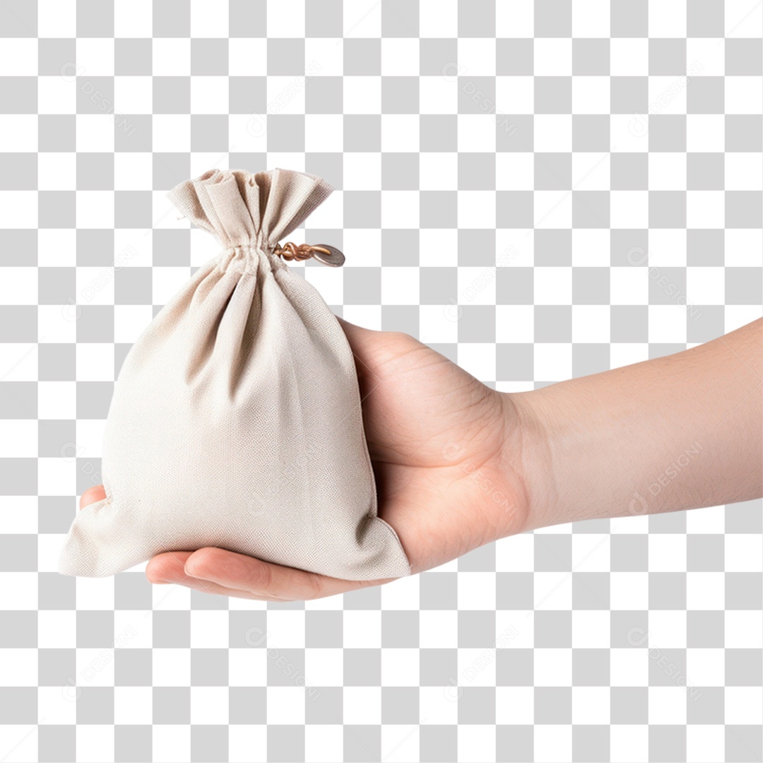 Mão Segurando Saco de Dinheiro Fundo PNG Transparente