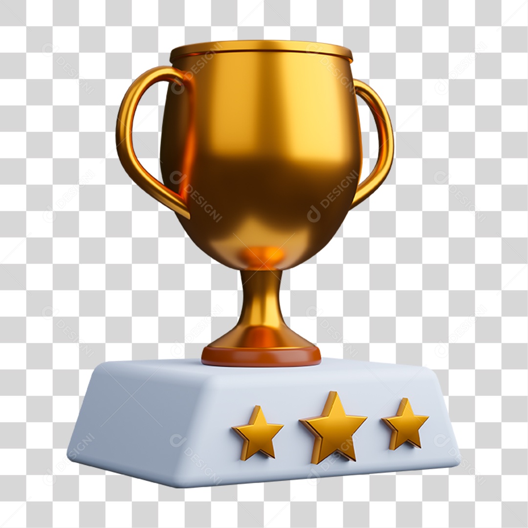 Elemento 3D Taça Ouro de Competição para Composição PNG Transparente
