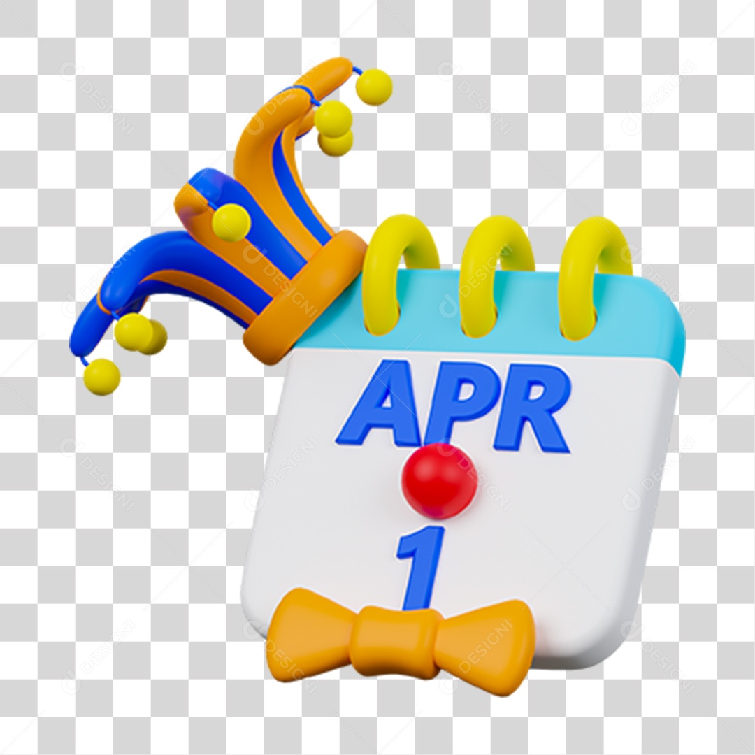 Elemento 3D 1 de Abril Calendário  para Composição PNG Transparente