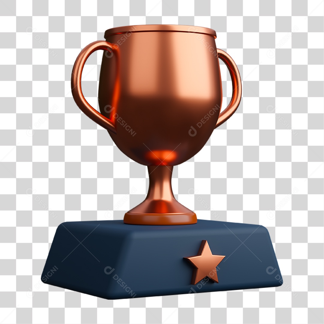 Elemento 3D Taça Bronze de Competição para Composição PNG Transparente