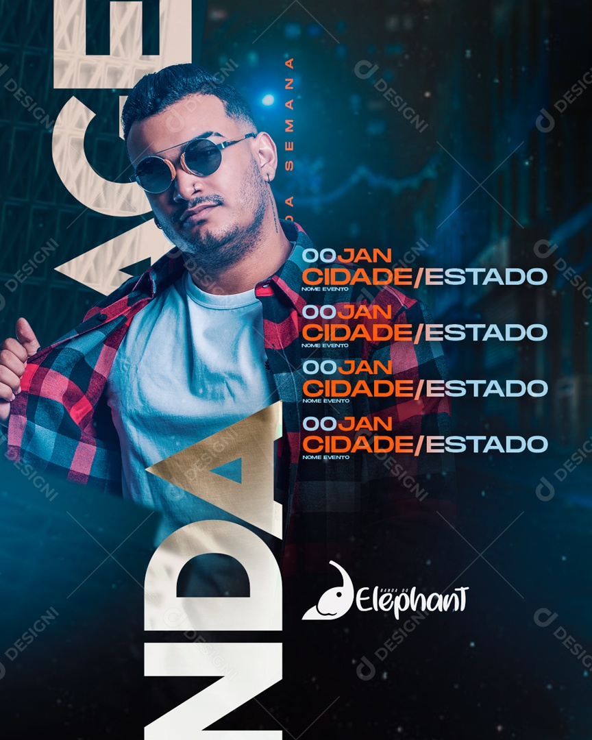 Social Media Flyer Agenda Elephant PSD Editável