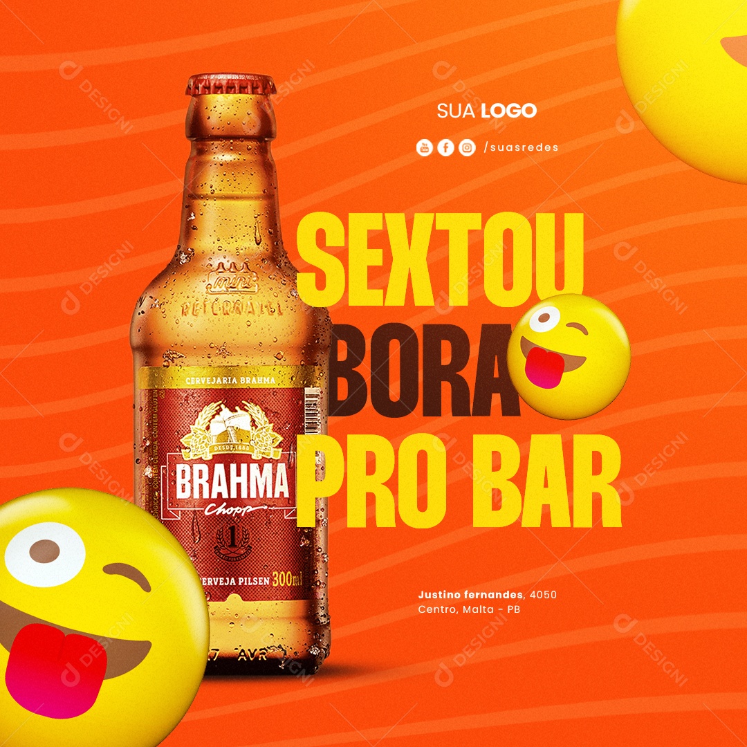 Cervejaria Brahma Duplo Malte Sextou Bora Pro Bar Social Media PSD Editável