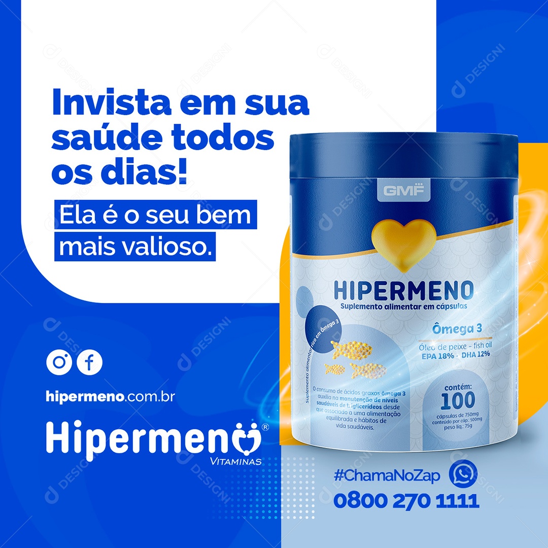 Invista Em Sua Saúde Hipermeno Farmácia Social Media PSD Editável