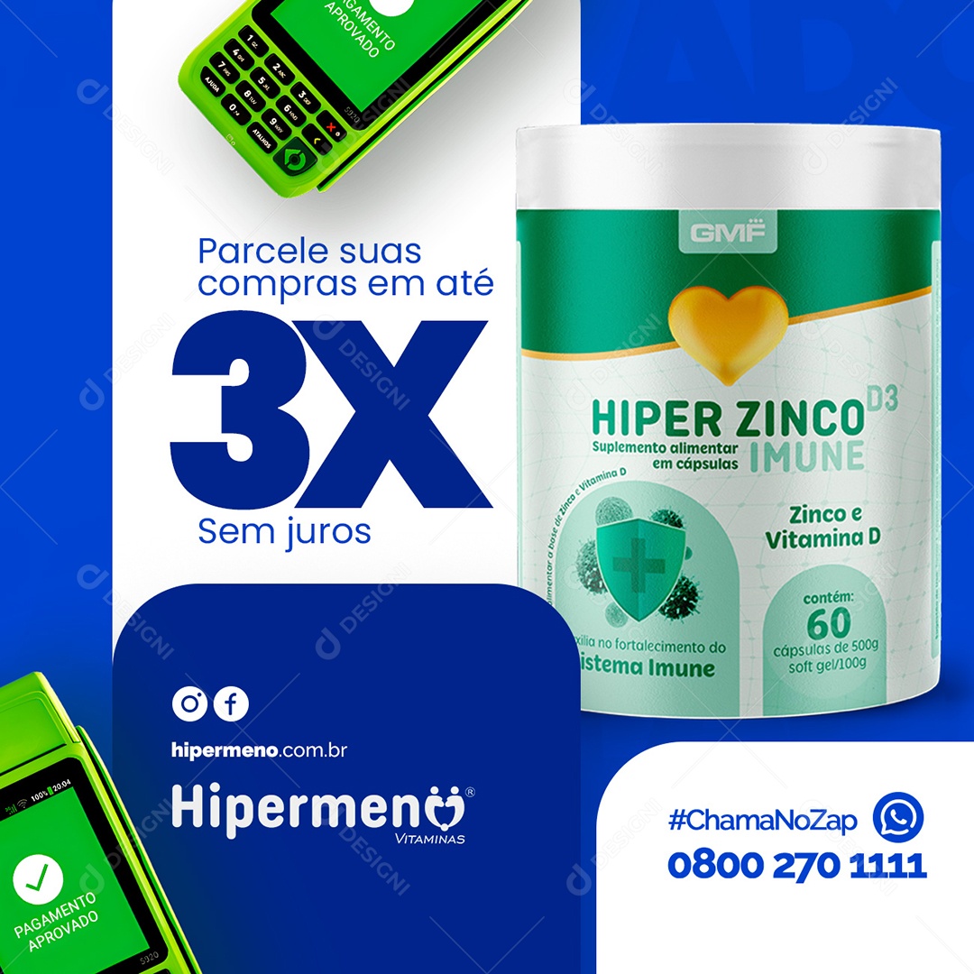 Social Media Farmácia Hiper Zinco Parcele Suas Compras PSD Editável