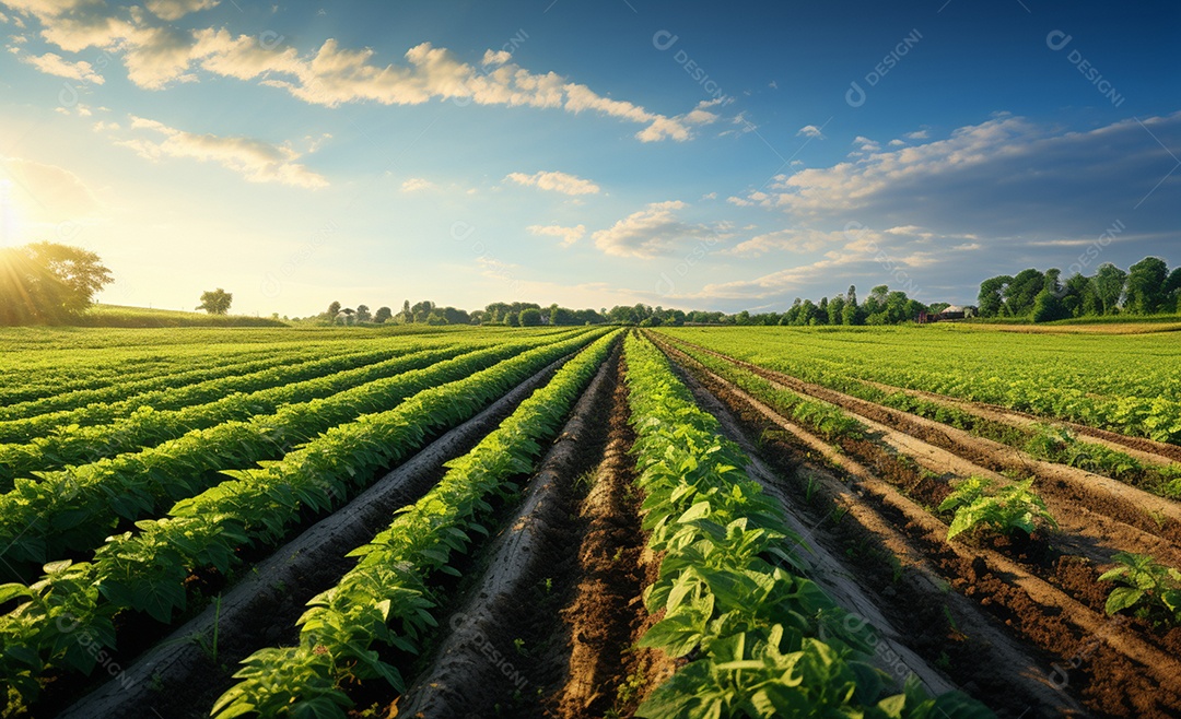 Detalhes de uma plantação de soja na fazenda