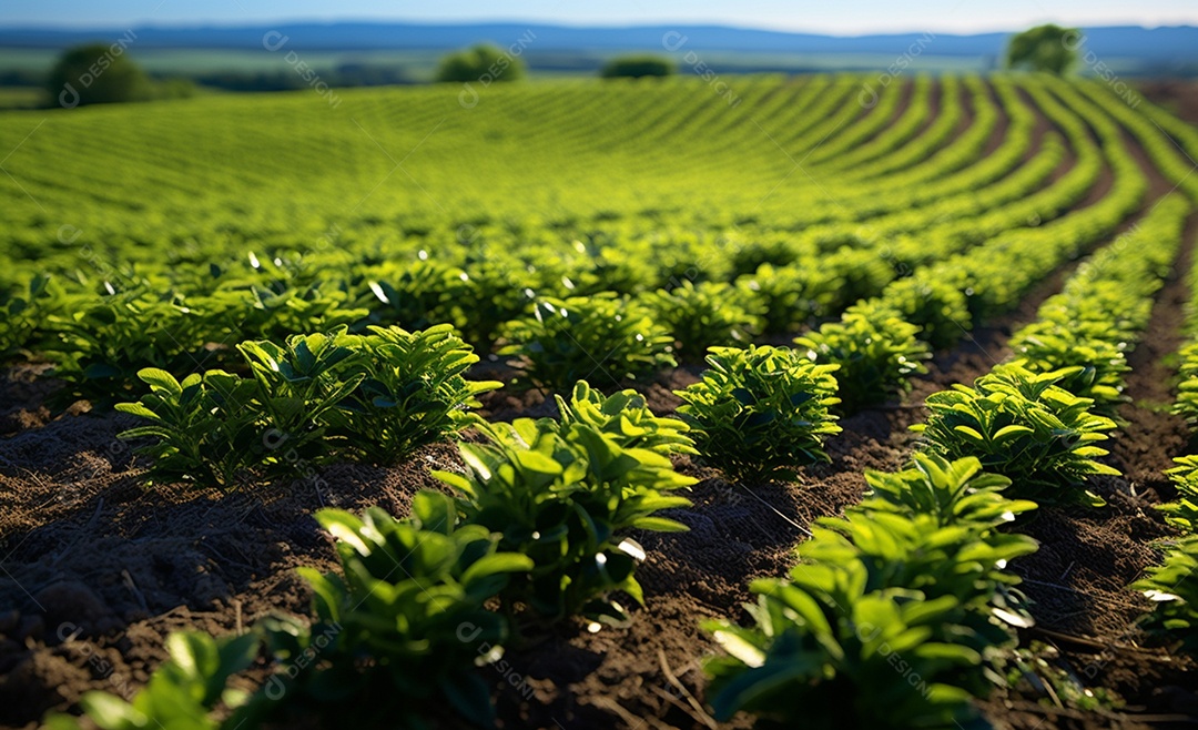 Detalhes da plantação de soja na fazenda