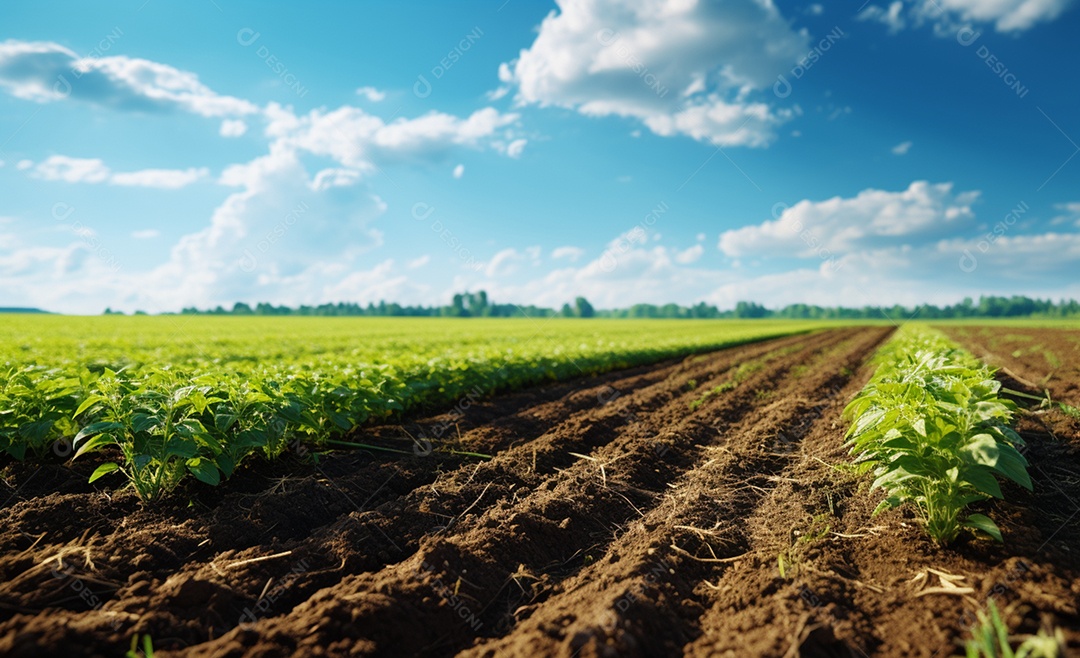 Detalhes da plantação de soja na fazenda