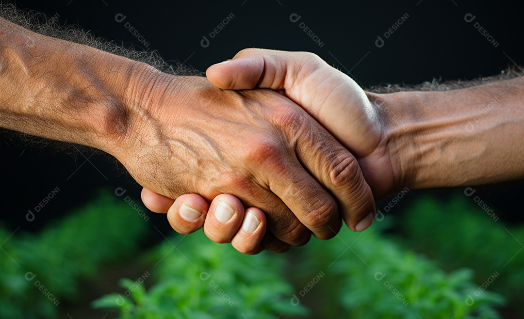 Agricultores em aperto de mão de parceria