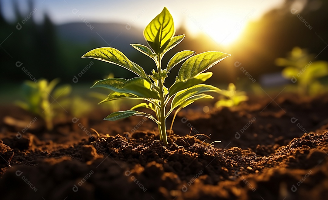 Detalhes da plantação de soja na fazenda