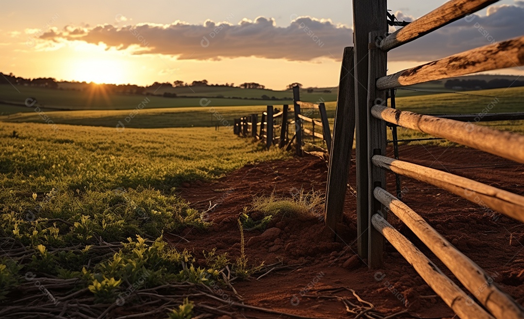 Detalhes da porteira da fazenda
