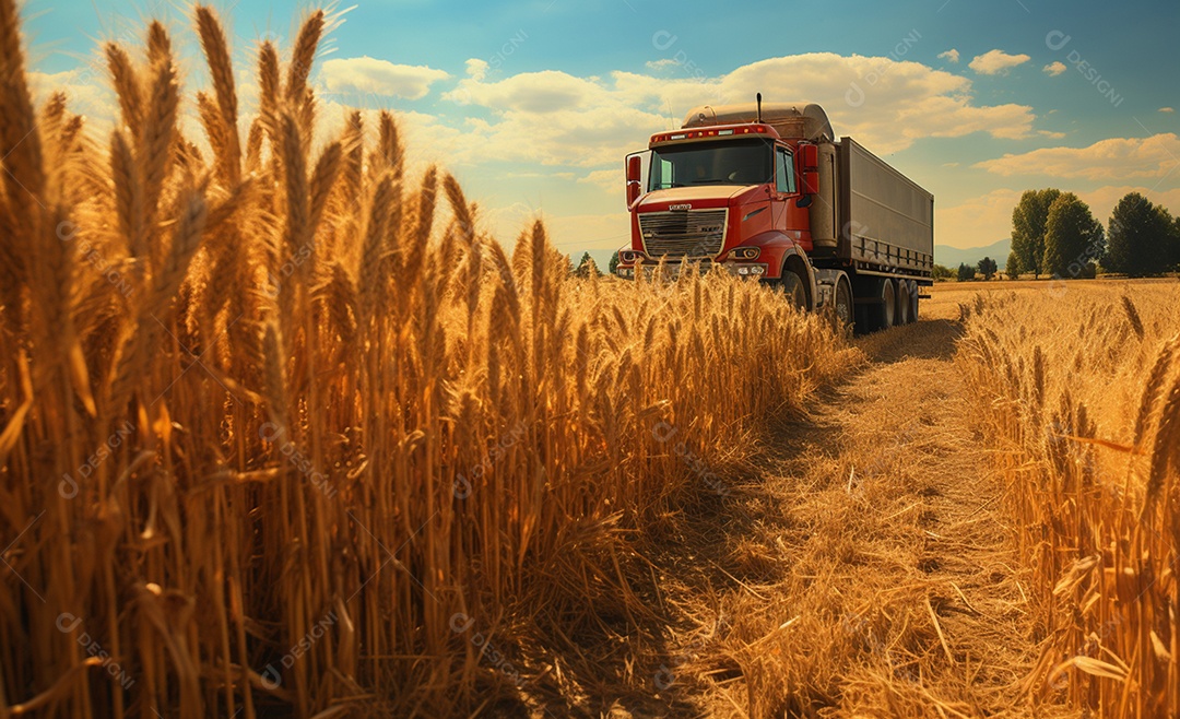 Caminhão para carregamento de plantação de trigo