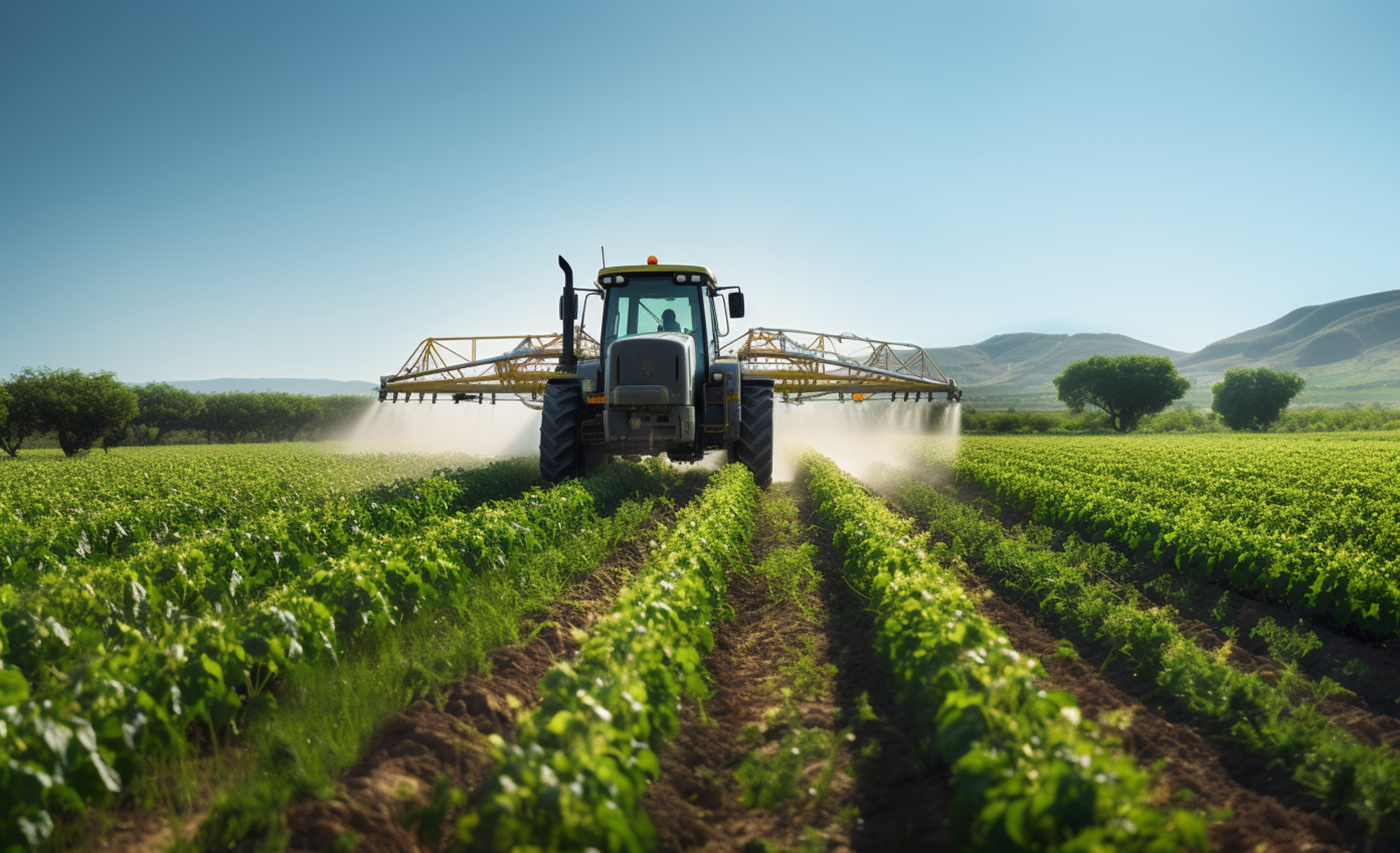 Trator agrícola trabalhando na fazenda