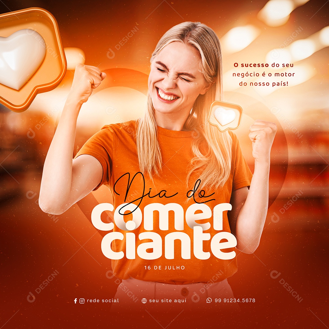 O Motor Do Nosso País Dia Do Comerciante Social Media PSD Editável