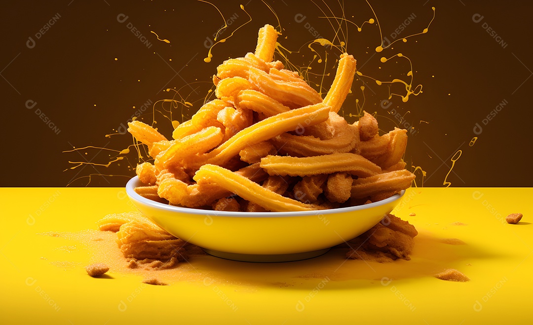 Deliciosos churros com cobertura de chocolate