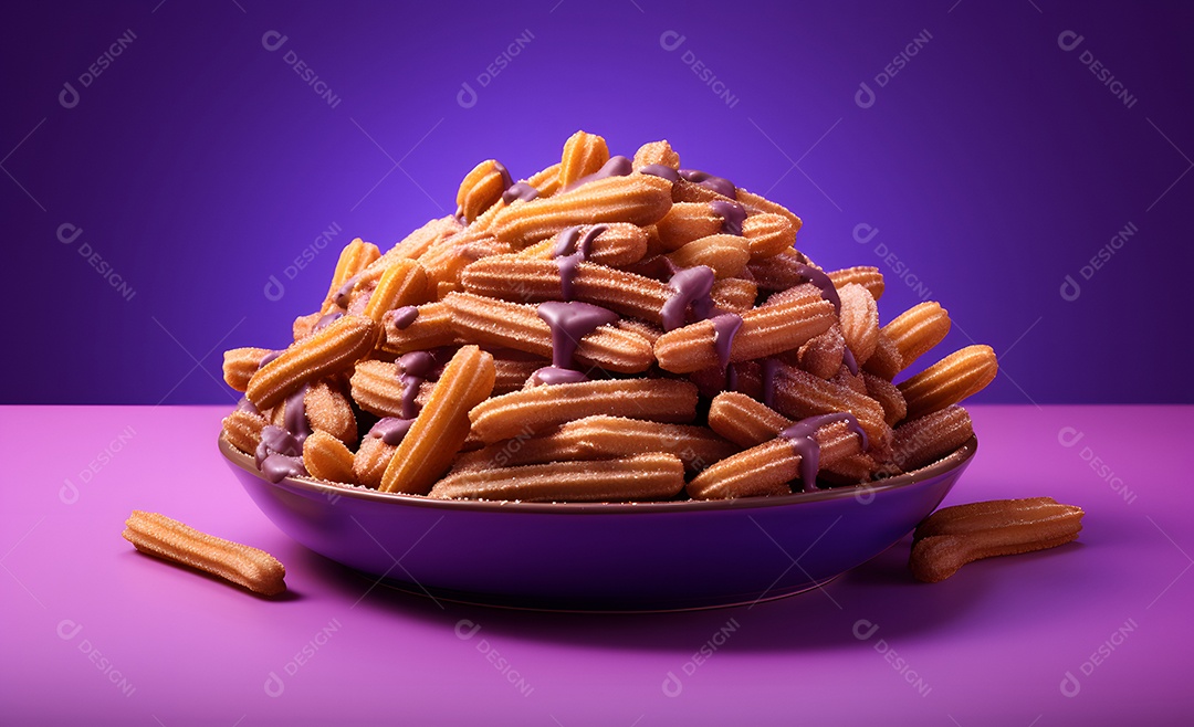 Deliciosos churros com cobertura de chocolate