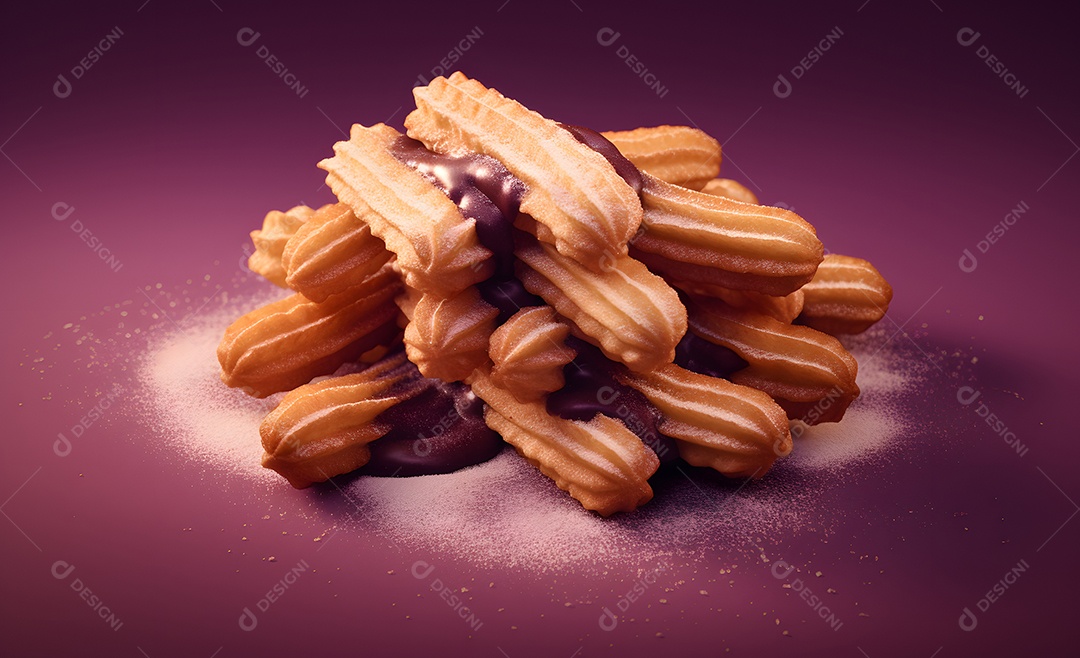 Deliciosos churros com cobertura de chocolate