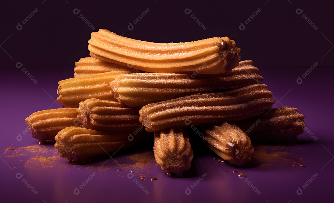 Deliciosos churros com cobertura de chocolate