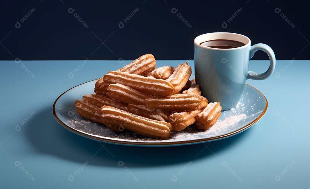 Deliciosos churros com cobertura de chocolate