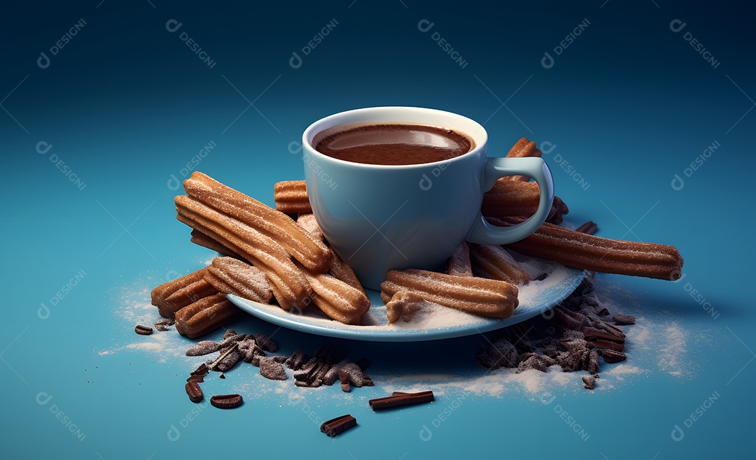 Deliciosos churros com cobertura de chocolate