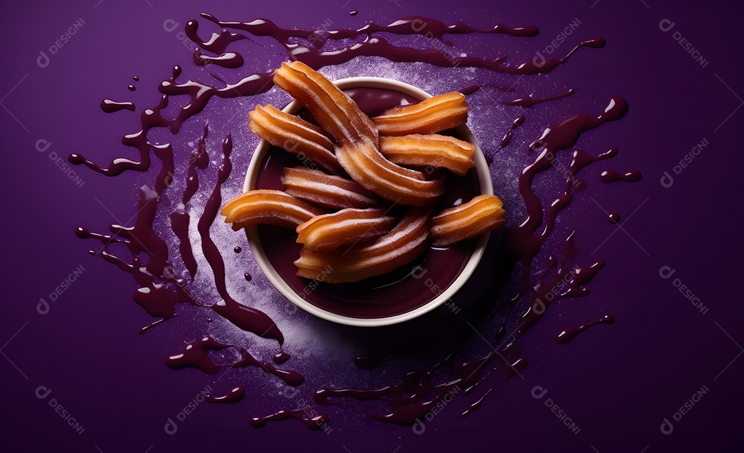 Deliciosos churros com cobertura de chocolate