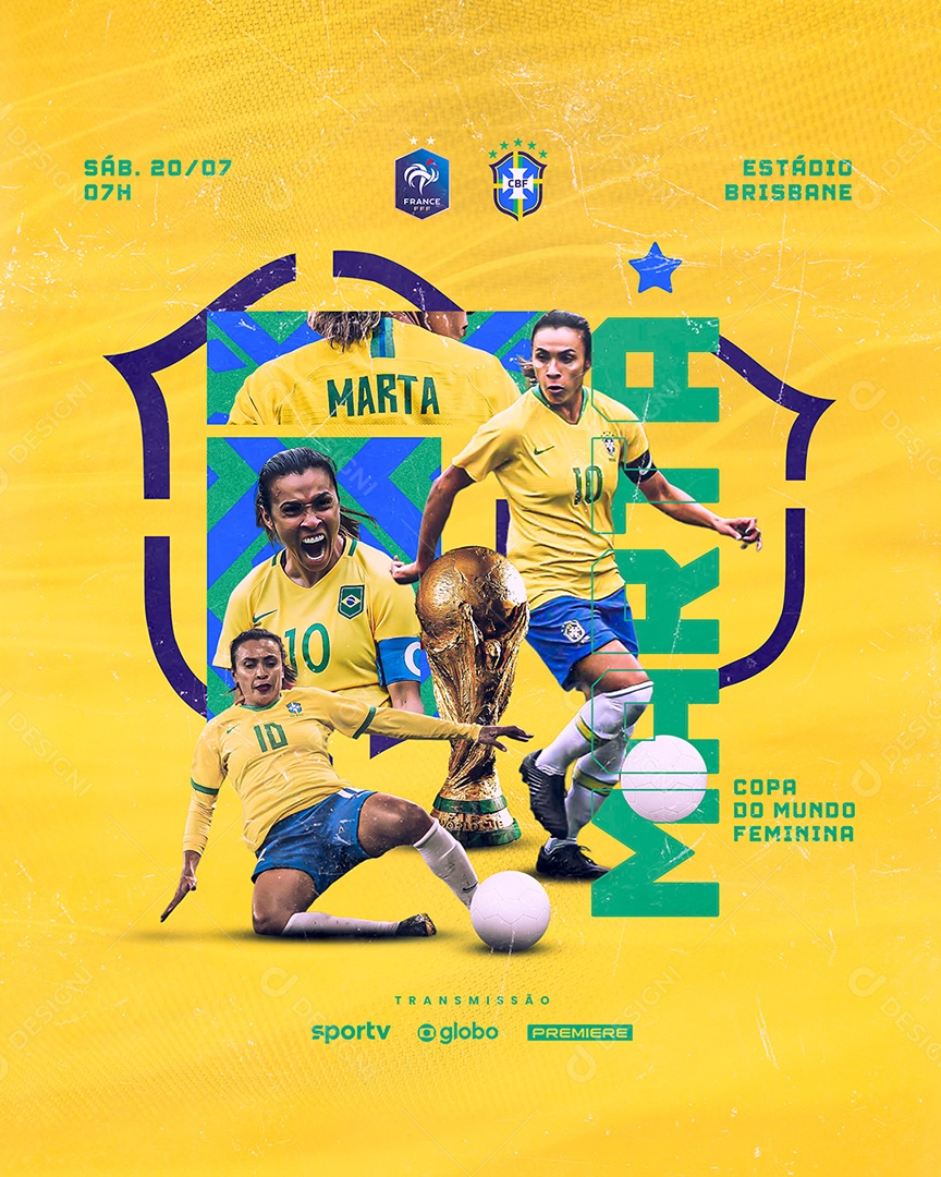 Futebol Feminino Jogadora Marta Brasil Social Media PSD Editável