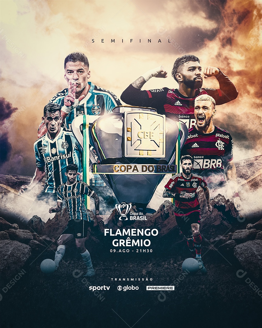 Futebol Flamengo X Grêmio Copa Do Brasil Social Media PSD Editável