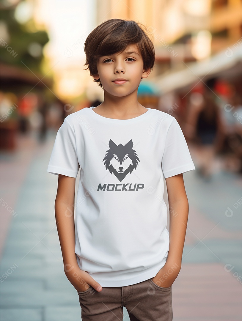 Mockup Menino Vestindo Camisa PSD Editável