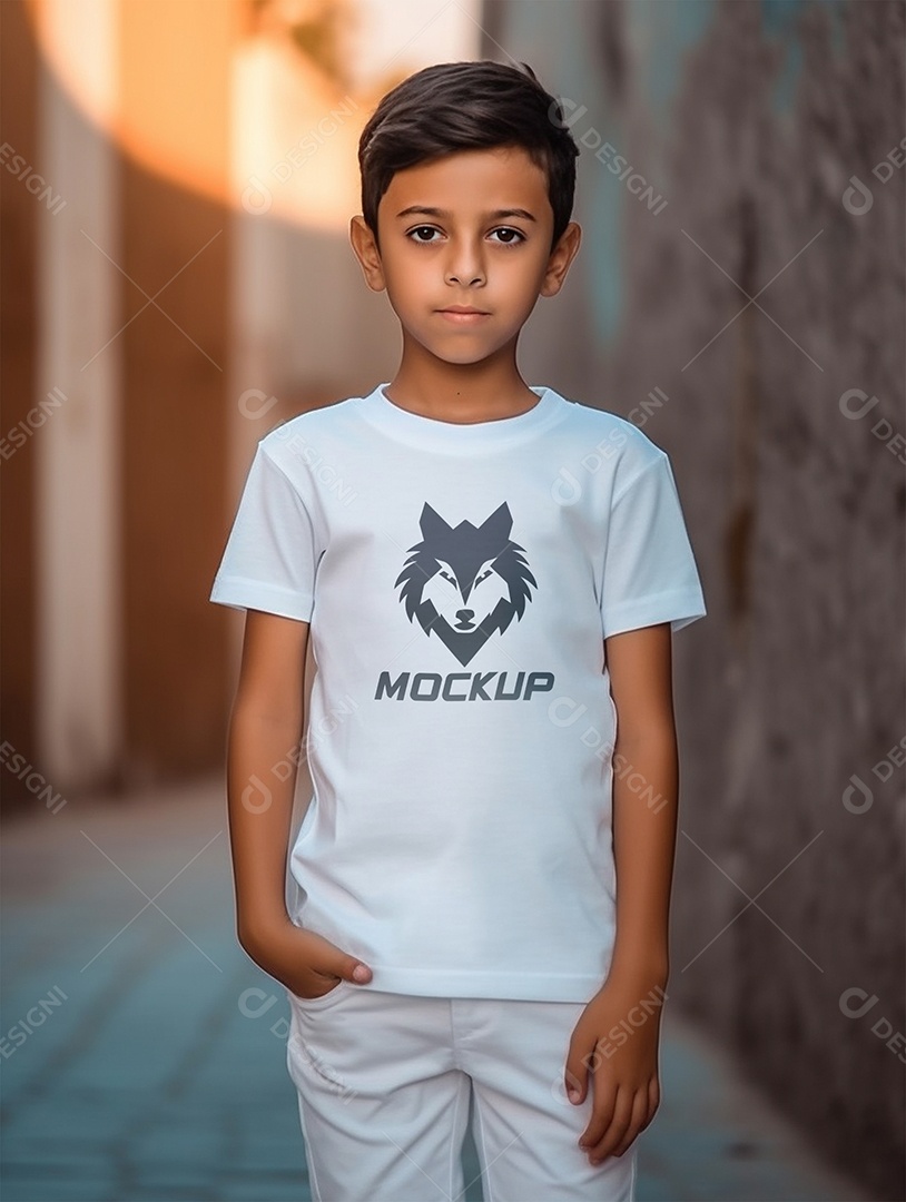 Mockup Menino Vestindo Camisa PSD Editável