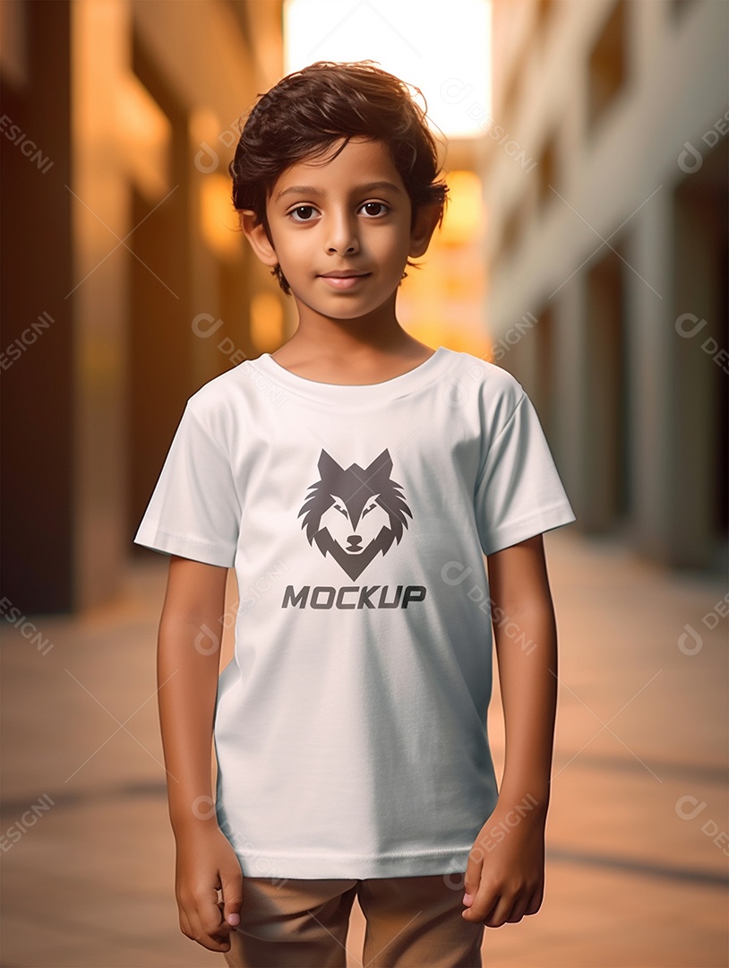 Mockup Menino Vestindo Camisa PSD Editável