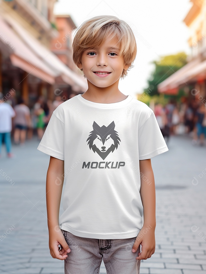 Mockup Menino Vestindo Camisa PSD Editável