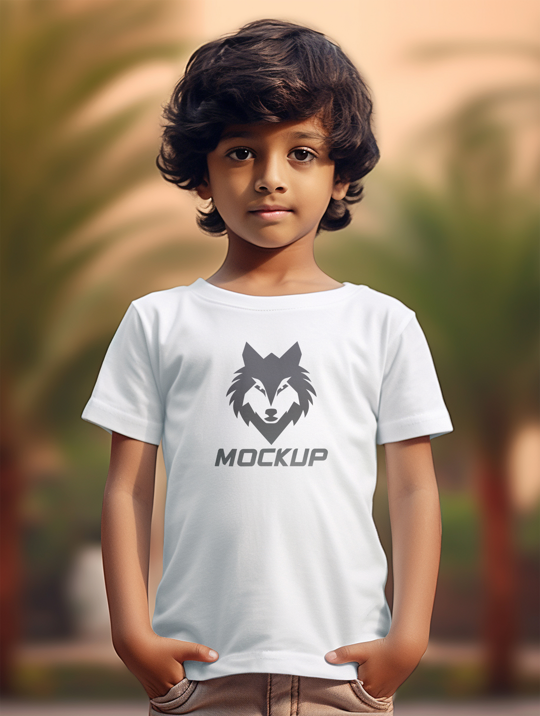 Mockup Menino Vestindo Camisa PSD Editável