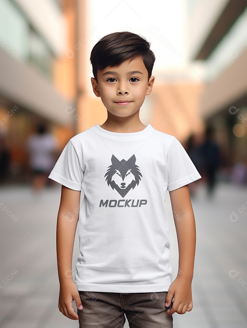 Mockup Menino Vestindo Camisa PSD Editável